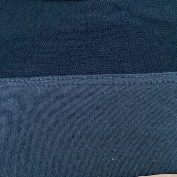 NWT WILT Ink Blue Sheer Neckline Flutter Sleeves Top💙💙💙 - Picture 9 of 13
